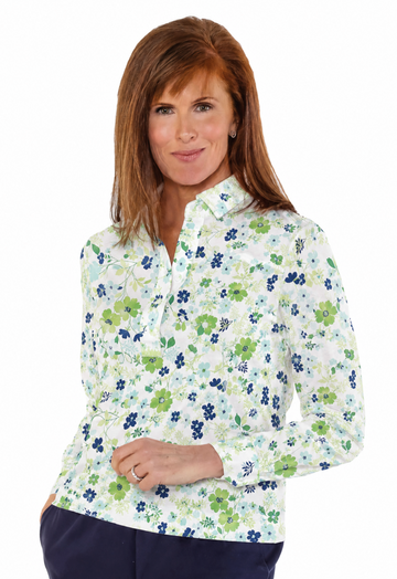 Long Sleeve Print Polo | Full Moon 84C