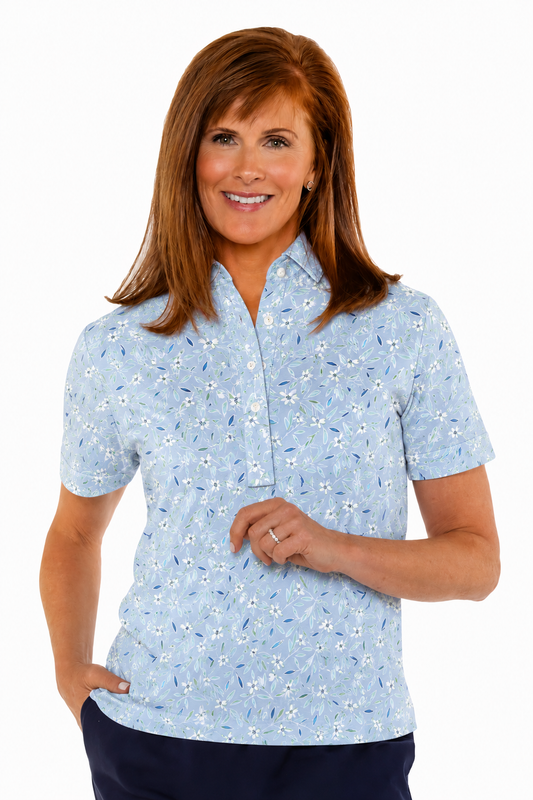 Short Sleeve Print Polo | Salt Marsh 86D
