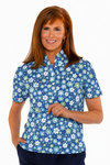 Short Sleeve Print Polo | Seaside Daisy 86B