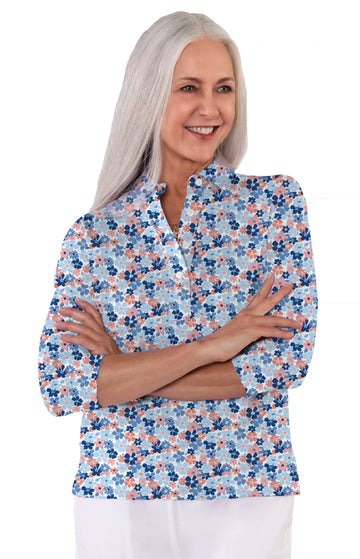 Three Quarter Sleeve Print Polo/ Summer Walk 82D
