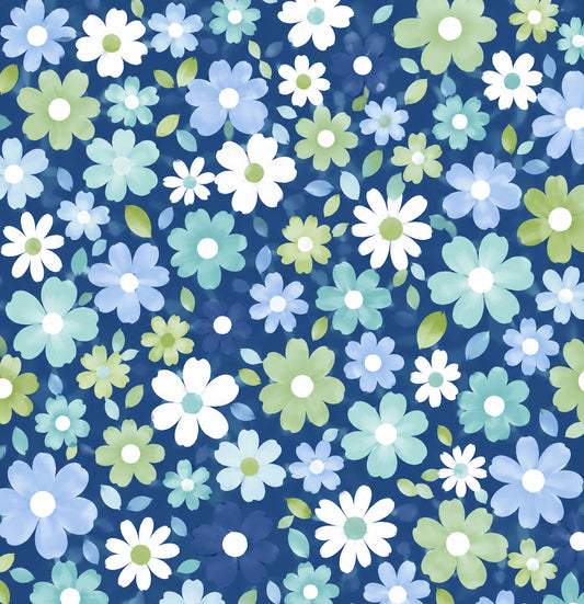 Three Quarter Sleeve Print Polo | Seaside Daisy 86B
