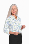 Three Quarter Sleeve Print Polo | Sea Holly 86C