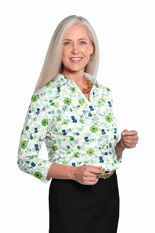 Three Quarter Sleeve Print Polo | Full Moon 84C