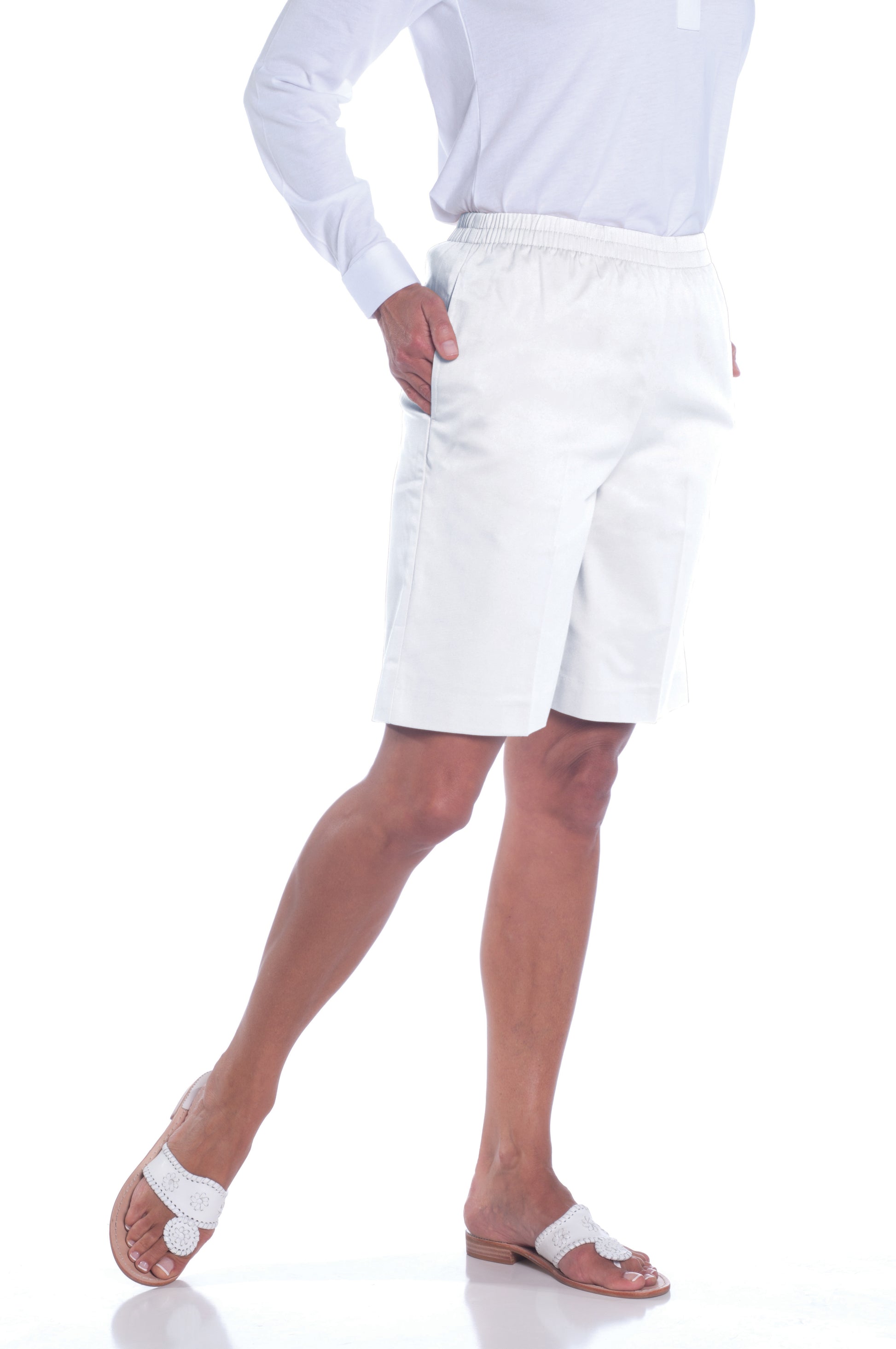 Stretch Twill Walking Short | White 000 - Leonlevin