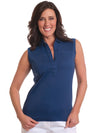 Sleeveless Solid Polo | Ink E76 - Leonlevin
