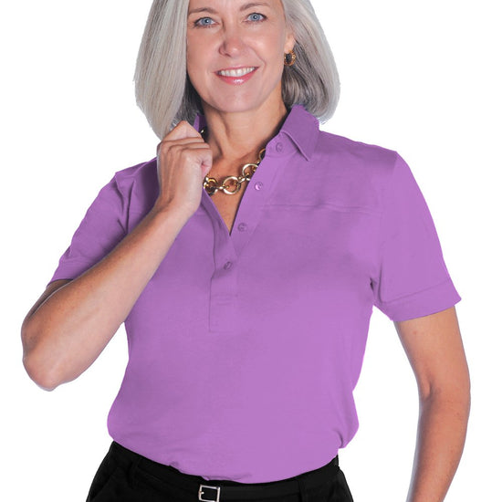 Petites Short Sleeve Solid Polo Shirt | Viola 20D - Leonlevin