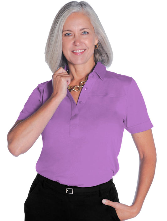 Petites Short Sleeve Solid Polo Shirt | Viola 20D - Leonlevin