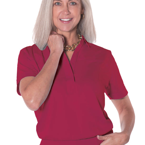Banded Bottom Solid Polo | Crimson 30i - Leonlevin