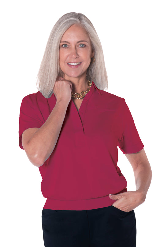 Banded Bottom Solid Polo | Crimson 30i - Leonlevin