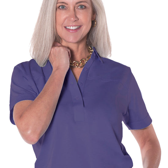 Banded Bottom Solid Polo | Violet Royale 30H - Leonlevin