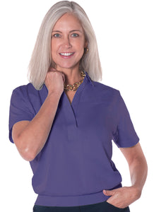 Banded Bottom Solid Polo | Violet Royale 30H - Leonlevin