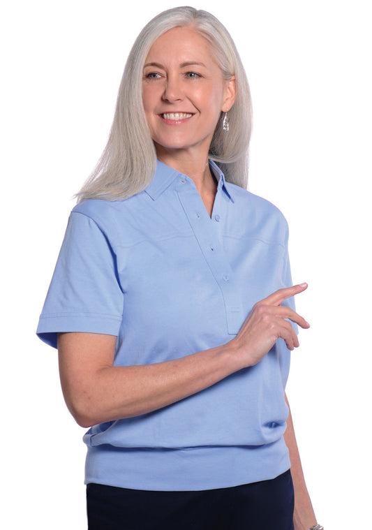 Banded Bottom Solid Polo</br> Wedgewood 20P - Leonlevin