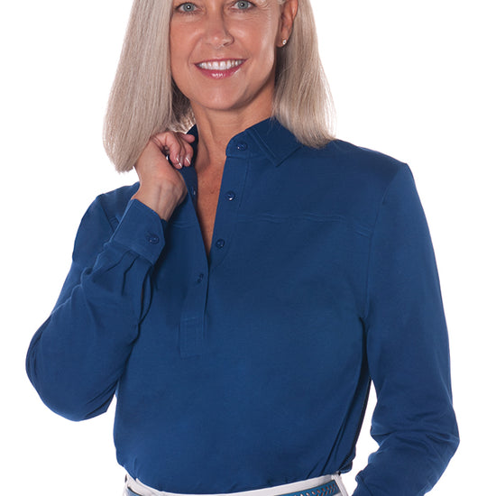 Long Sleeve Polo Shirt | Bright Admiral 20C - Leonlevin