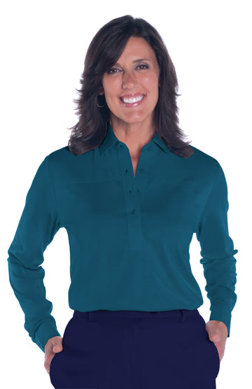 PETITE Long Sleeve Polo Shirt | Bluestone 20M