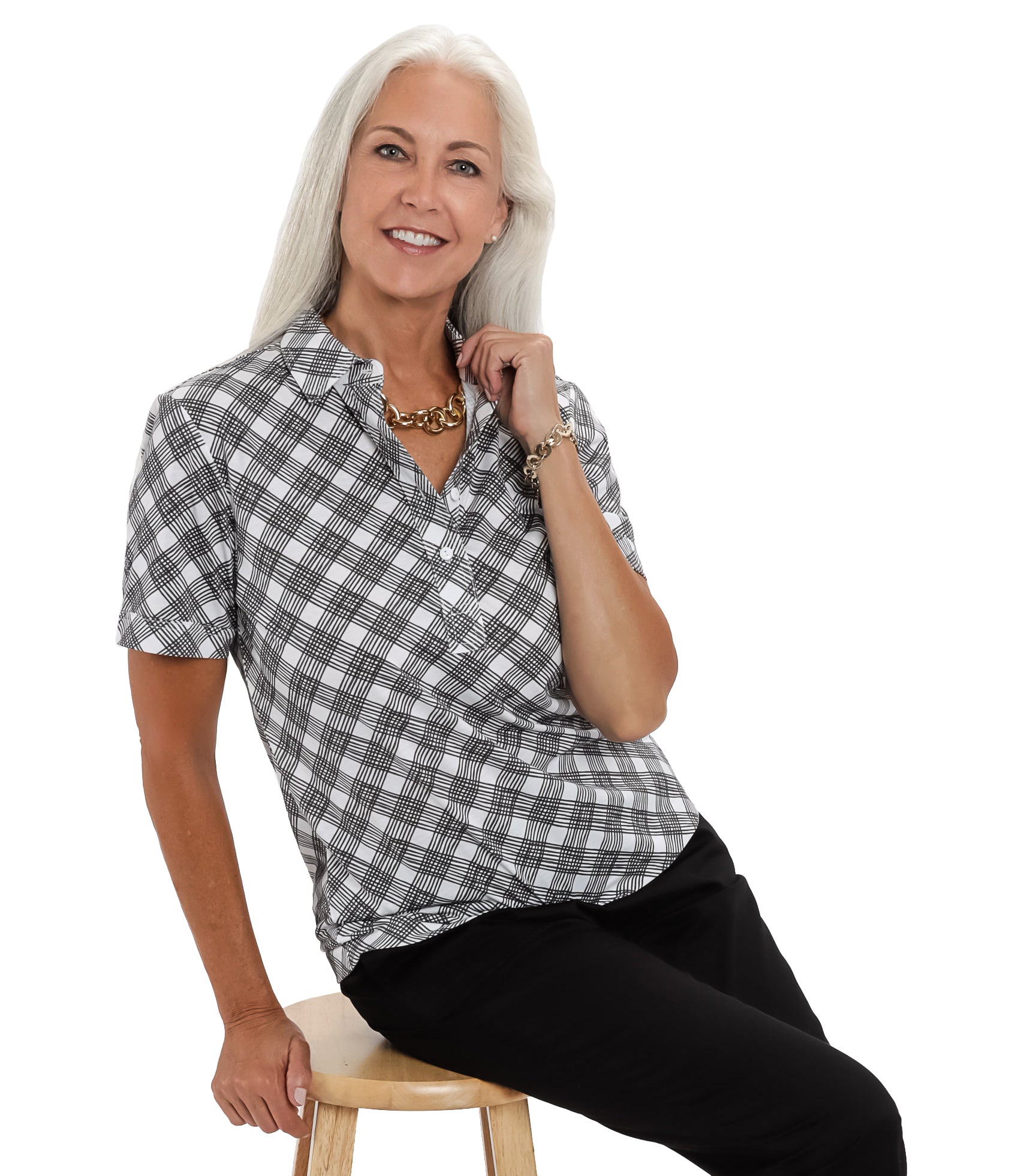 Short Sleeve Print Polo Shirt | Dream Weaver 42A