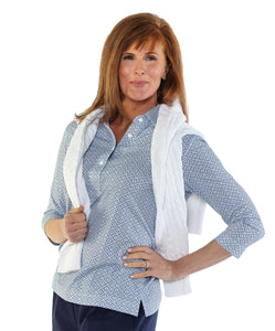 PETITE Three Quarter Sleeve Print Polo | Tipping Point 52C