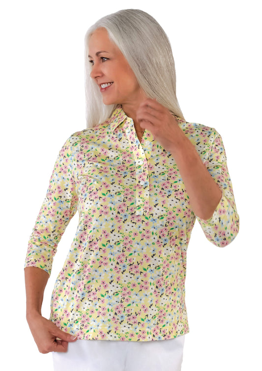 Three Quarter Sleeve Print Polo | Sweet Something 54C