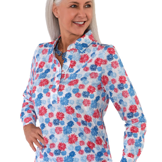 Long Sleeve Print Polo | Pom-Pom 56D - Leonlevin