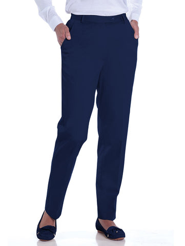 Petite Stretch Twill Flat Front Pant | Ink E76 - Leonlevin