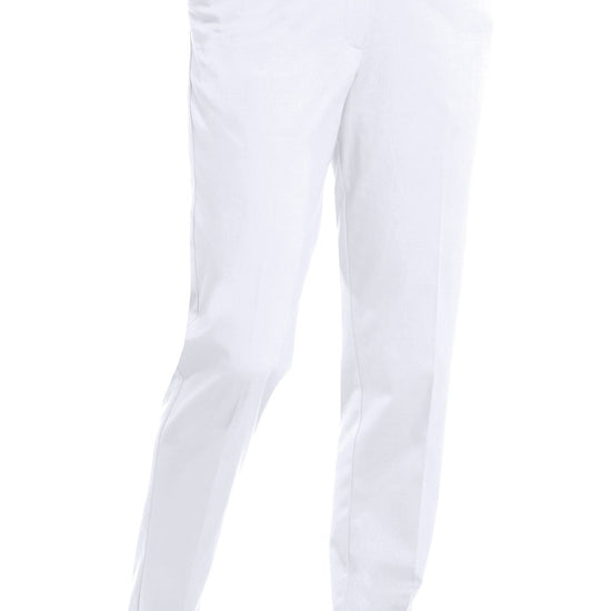 Stretch Twill Flat Front Pants | White 000 - Leonlevin