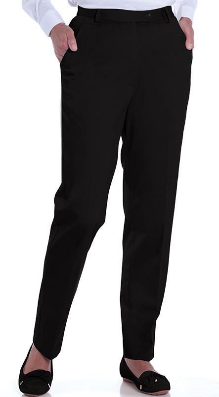 Stretch Twill Flat Front Pants | Black 090 - Leonlevin