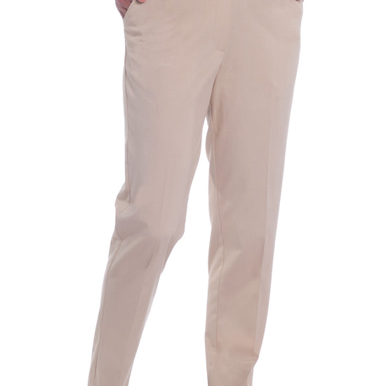 Stretch Twill Flat Front Pants | Sand S50 - Leonlevin