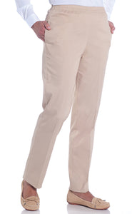 Petite Stretch Twill Pull-On Pant | Sand S50 - Leonlevin