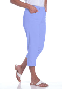Stretch Twill Flat Front Capris | Periwinkle 094 - Leonlevin