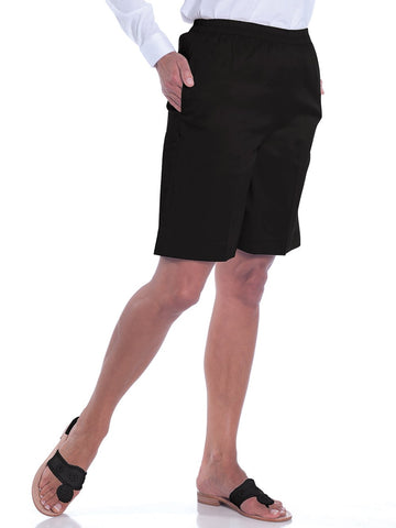 Stretch Twill Pull-On Shorts</br>Black 090 - Leonlevin