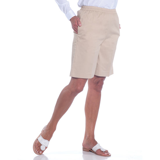 Stretch Twill Pull-On Shorts</br>Sand S50 - Leonlevin