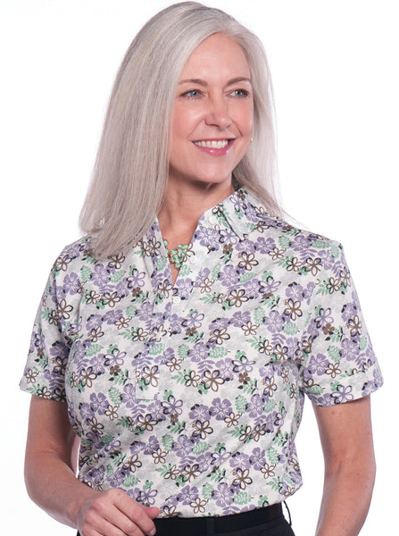 Ladies Short Sleeve Print Polo Shirts</br>A Place in the Sun 02L - Leonlevin